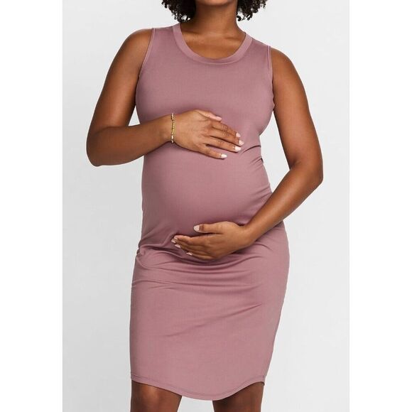 Nike FN2877-208 Women Sz M Smokey Mauve Dri-FIT Slim-Fit Knit Maternity Dress - Picture 10 of 12
